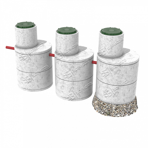 Септик из бетонных колец КС 15-9 три колонны