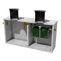 Септик Борисова монолитный бетонный аэрационный энергозависимый в разрезе