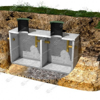 Септик Борисова монолитный бетонный в разрезе в грунте