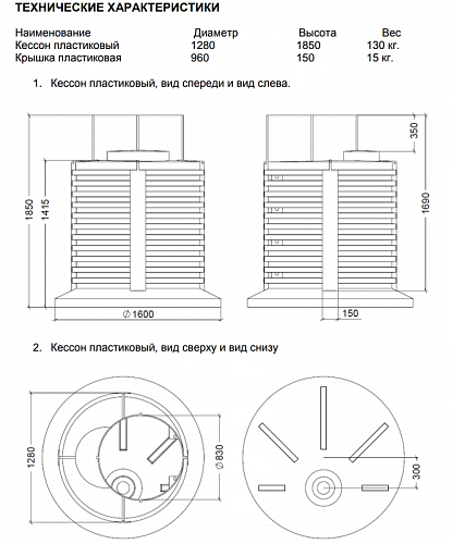 Технические характеристики кессона дочиста кс1200