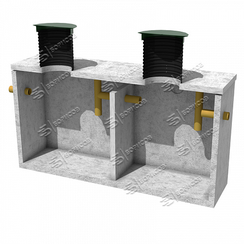 Септик Борисова монолитный бетонный в разрезе